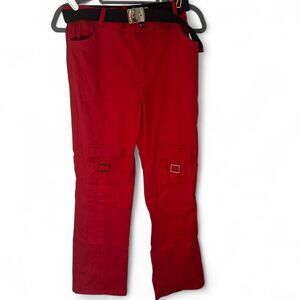 Zoey Beth Womens Red Statement Pants Medium Y2K Goth Biker Sleek Edgy Cyber Alt